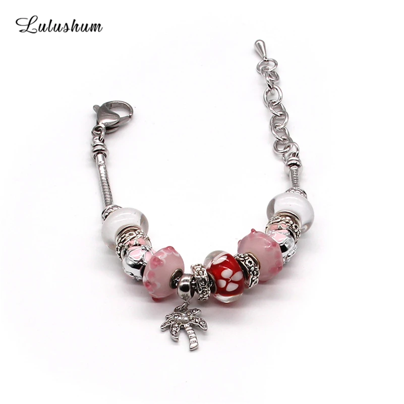 Женский браслет SANYU Fit Pandora розовый с романтической глазурью в романтическом