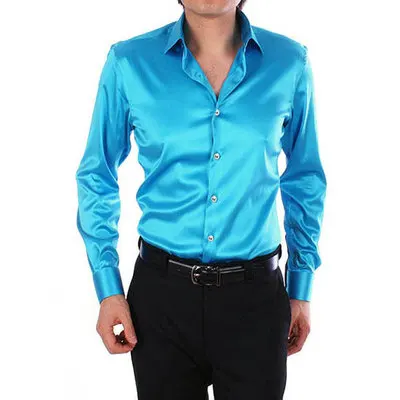Мужская шелковая рубашка, имитация высококачественного Шелкового сатина, рубашки с длинным рукавом, шелковая рубашка для вечеринки, мужская рубашка MQ527