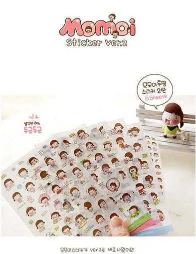 

6sheets Wanna Momoi Diary deco PVC Kawaii Scrapbooking Stickers diary Planner Stickers/sticky notes/papelaria Korean stationary
