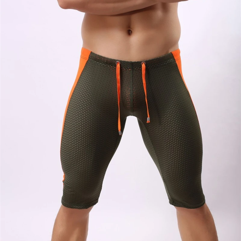 GANYANR Brand Swimming Trunks Gay Swimwear Men Sunga Plus Size Sexy Summer Swim Shorts Boxer Briefs Beach Swimsuit 1/2 Long