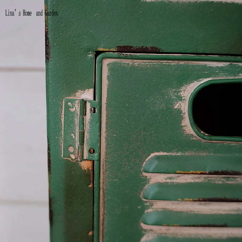 wall mounted hand made shabby chic letter box,rustic green metal mailbox (5)