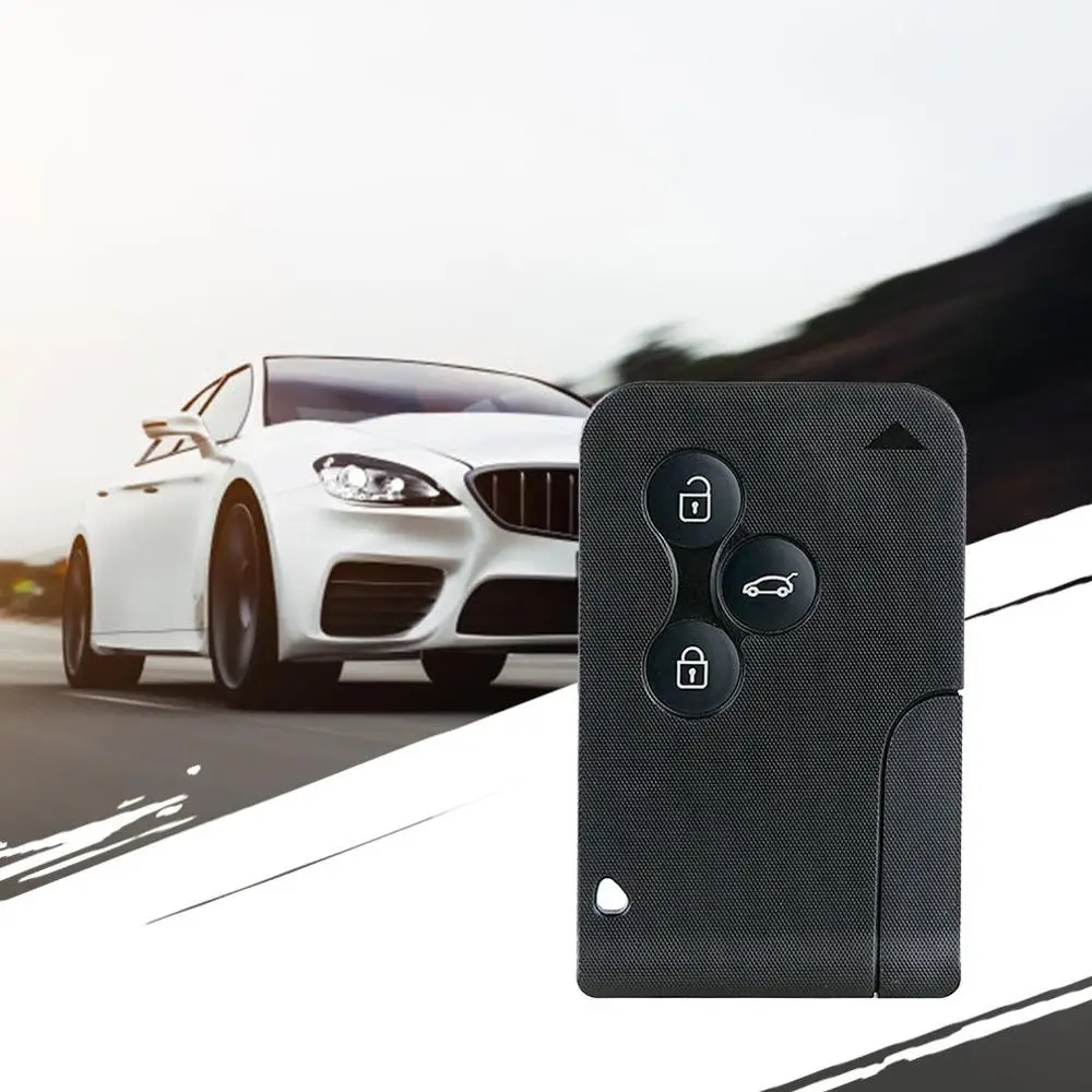 

3 Button Smart Card For Renault Clio Logan Megane 2 3 Koleos Scenic Card Case Black Car Key Fob Shell With Small Key