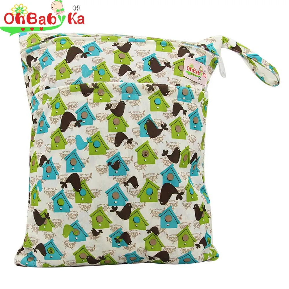 Waterproof Reusable Wet Bag Printed Nappy Bags Diaper Bag with Two Zipper tt