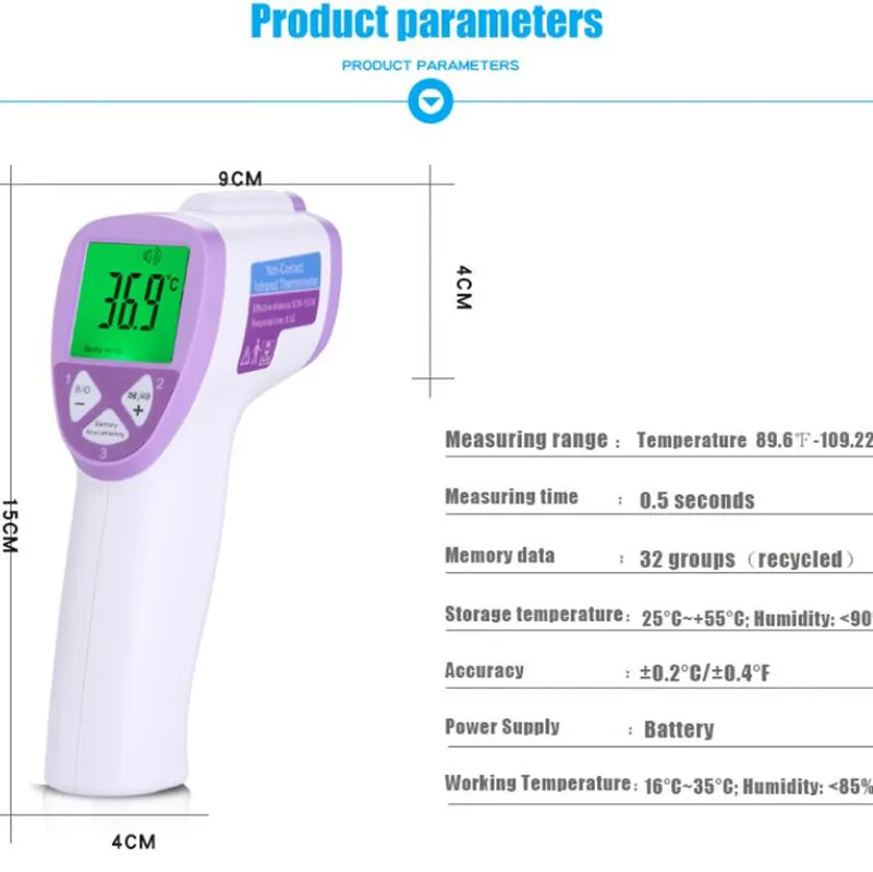 Диагностический инструмент цифровой термометр для измерения температуры тела у малышей; Бесконтактный инфракрасный термометр тела Температура измерения 3-Цвет Подсветка