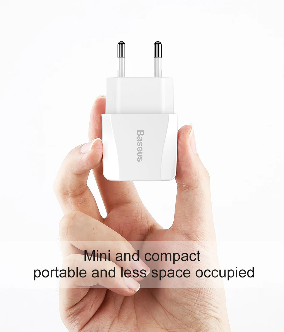 Baseus EU Plug 2.1A Max Dual USB быстрое зарядное устройство для iPhone зарядное устройство для samsung Xiaomi телефон зарядное устройство адаптер