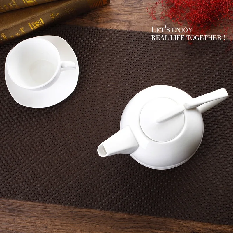 ITAX-8822 European white ceramic heat resistant domestic hotel coffee pot porcelain make tea set