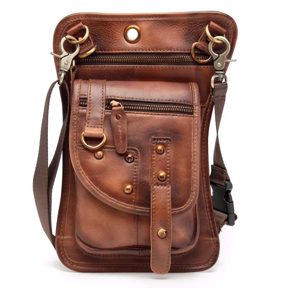 الأصلي جلدية متعددة الوظائف الرجال الكتف Crossbody حقيبة ساعي السفر هوك حزام الخصر حزمة جراب هاتف حقيبة متدلية من الوسط على الساق 2141bu