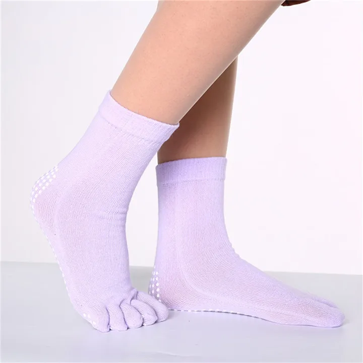 10 PF Cotton Socks Five Fingers Multicolor Socks Skid Resistance Dots Pattern Printing Chaussette Femme Women's Toe Socks WZ035