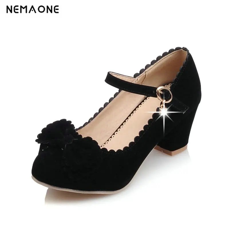 

2019 Women Shoes Velvet Thick High Heels Women Pumps Ankle Strap Lady Party Shoes Ladies Pump Plus Size 33-43 Chaussure Femme