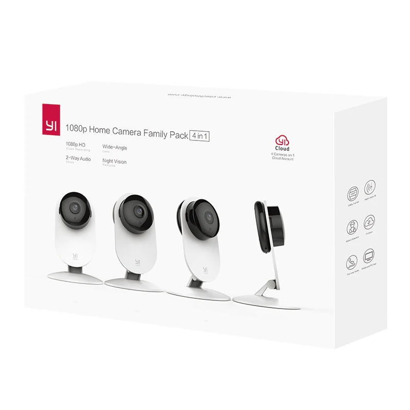 Sistema de Vigilância Noturna sem Fio Casa Câmera 4 Pçs Segurança Visão ip Bayby Monitor wi fi Cam Cctv Nuvem Coruja yi 1080 p 2 fio ip bayby monitor wi fi cam cctv yi nuvem câmera coruja
