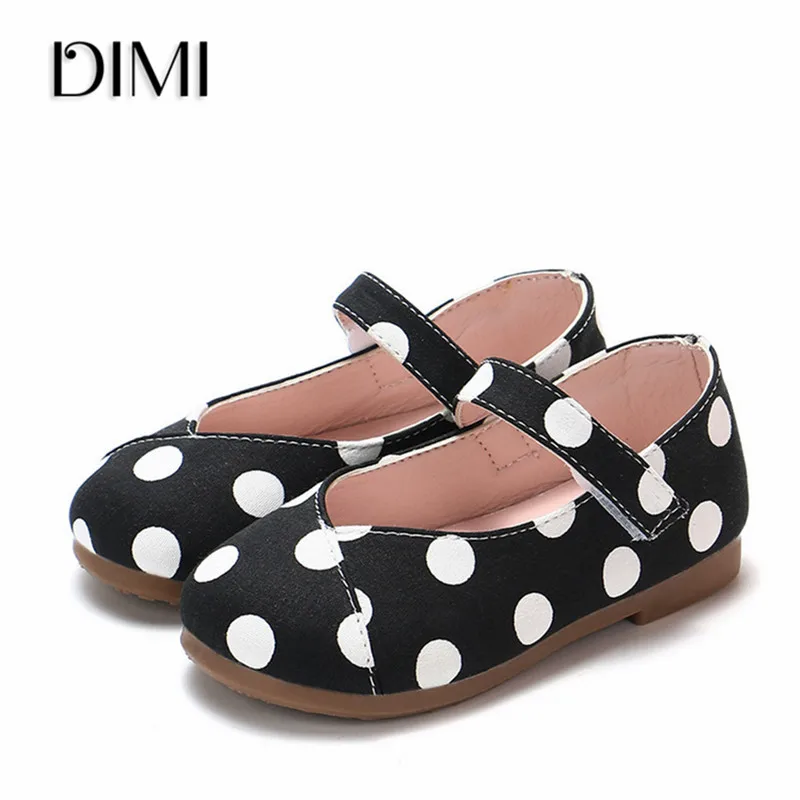 

DIMI 2018 Girls Shoes Soft Bottom Canvas Dot Cute Princess Dress Party Shoes Fashion Casual Korean Kids Baby Girl Flat Shoes