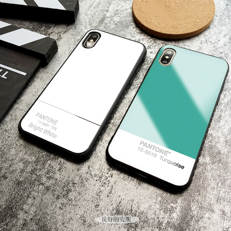 Pantone цветной чехол из закаленного стекла для телефона для iphone 5 6 7 8 6s 6s plus 7plus 8plus x xr xs xsmax