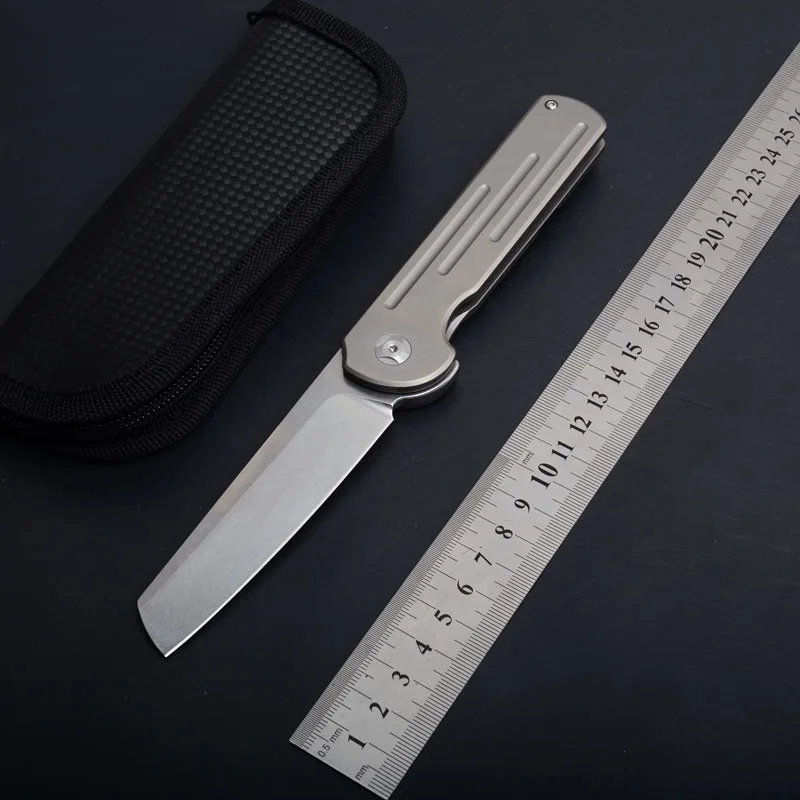 

Hysenss Titanium Tactical Folding Knife Ball Bearing TC4 Handle Outdoor Camping Hunting Survival Pocket Utility EDC Tools Gift