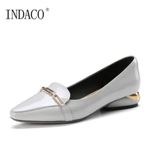 Квадратный носок из натуральной кожи обувь на низком каблуке Для женщин модная обувь без застежки обувь 2,8 см