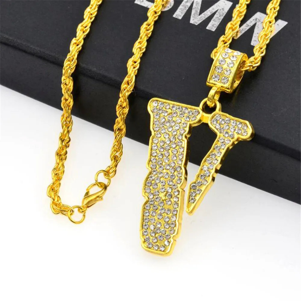 Бренд Tide хип-хоп мужской кулон модное полное v-образное ожерелье L0401