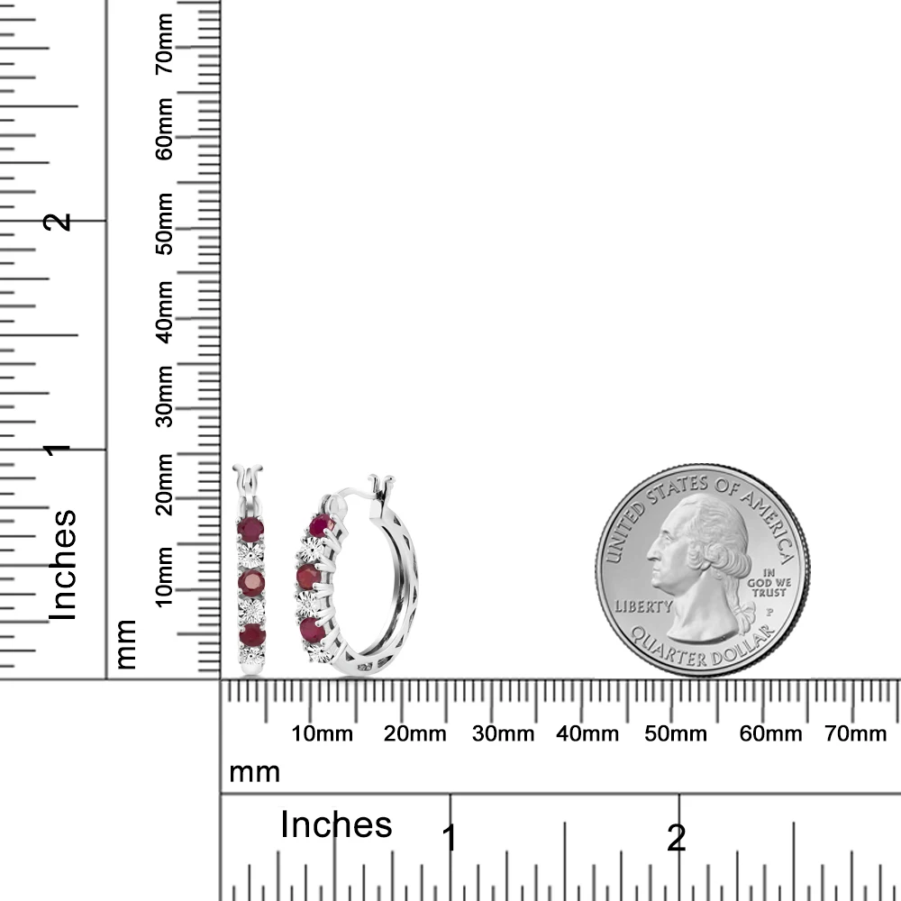 Серьги-кольца GemStoneKing с рубином и белым бриллиантом, 925 пробы серебряные серьги-кольца для женщин, Настоящее серебро, серьги, хорошее ювелирное изделие