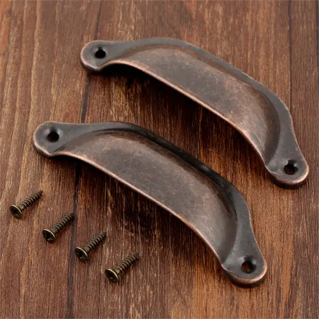 2Pcs 98x35mm Antique Iron Shell Pull Handle Retro Kitchen Drawer Cabinet Cupboard Door Handle Furniture Knobs Furniture Hardware B