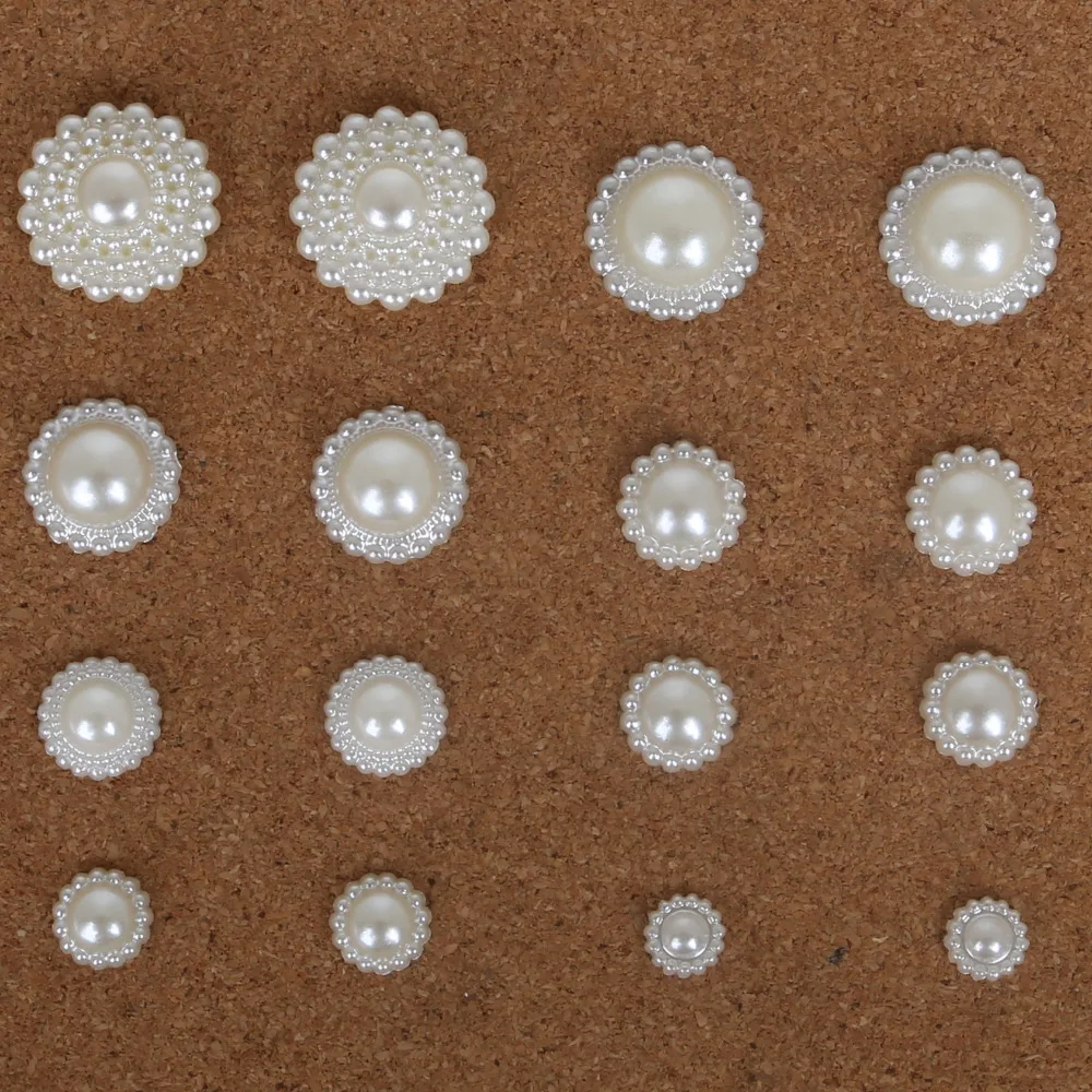 

20-200pcs Sun Flower Flat Back Cabochon Imitation Plastic ABS Pearl Garment Beads For DIY Scrapbook Handmade Craft Supplies