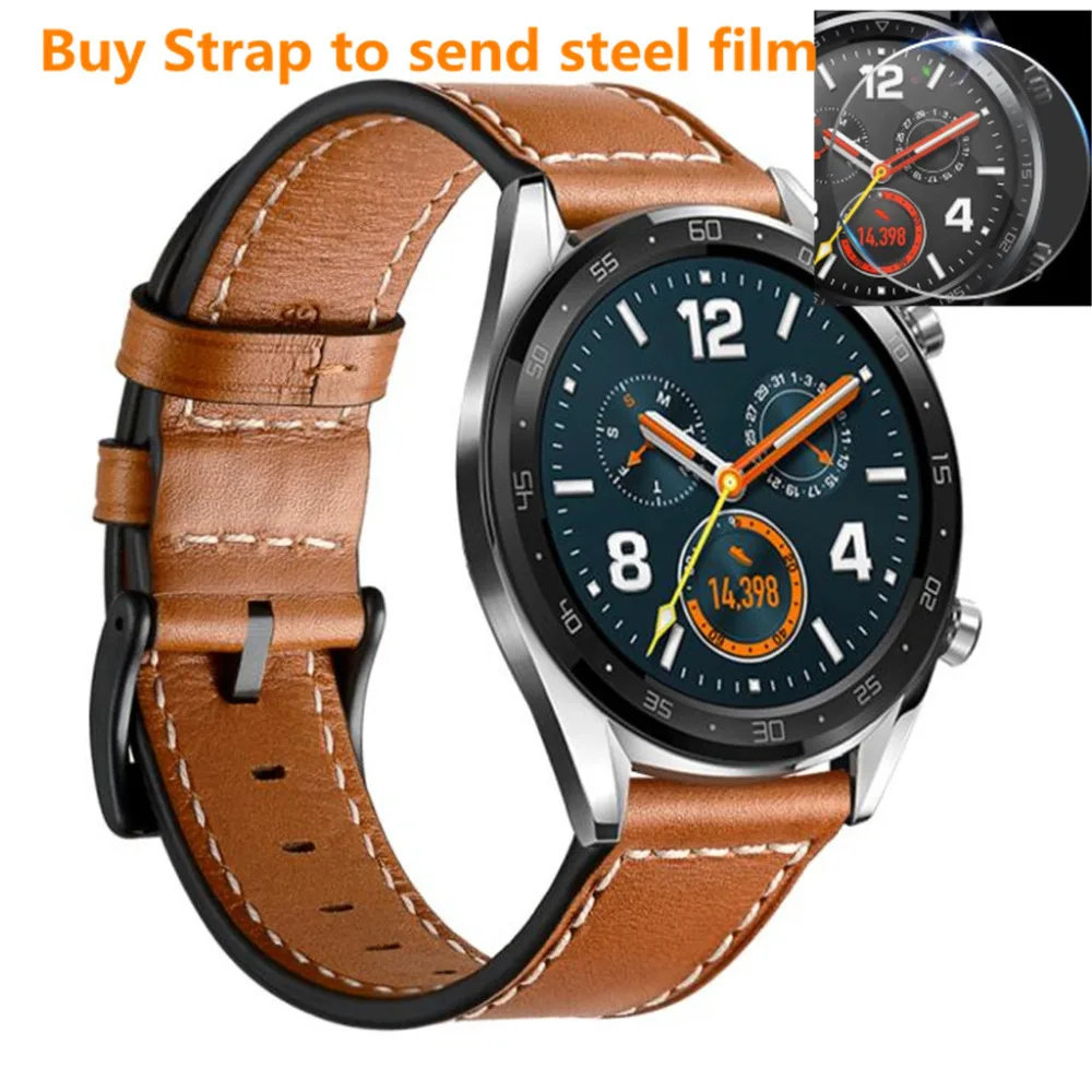 Ремешок сменный из натуральной кожи для смарт часов Huawei Watch GT ремешок + Защитная