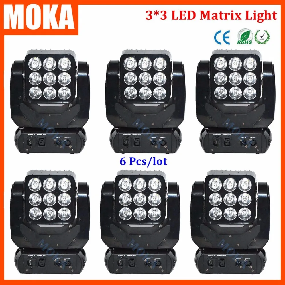 

6PCS/LOT Wholesale 9x10W RGBW 4 IN 1 LED Matrix Moving Head Light Matrix Light for Stage