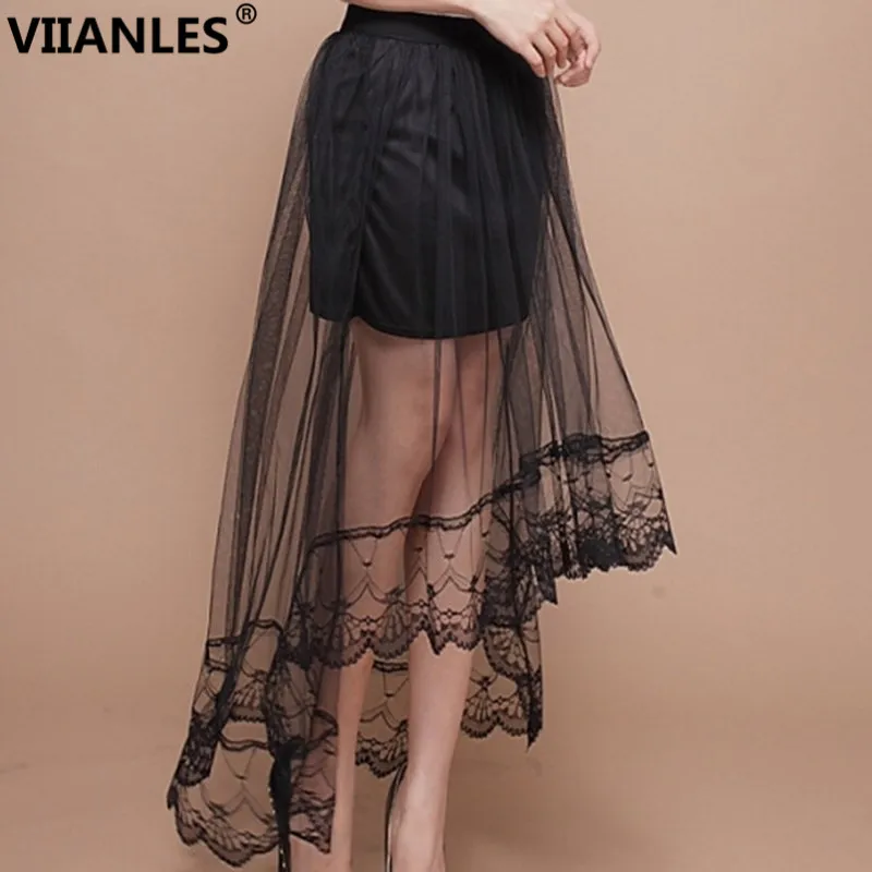 Асимметричная Женская кружевная юбка VIIANLES летние плиссированные юбки до