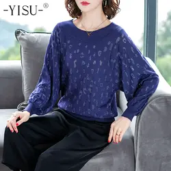 YISU вязаные свитеры женские с круглым вырезом летучая мышь пуловер длинными рукавами верхняя одежда весна вязаный женский пуловер для