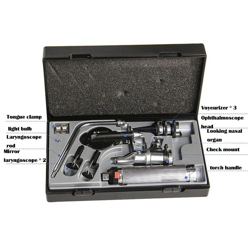 Изготовлен из нержавеющей стали высокого качества сочетание пяти официальных шашек audioscope fundus зеркало ухо морда laryngoscop