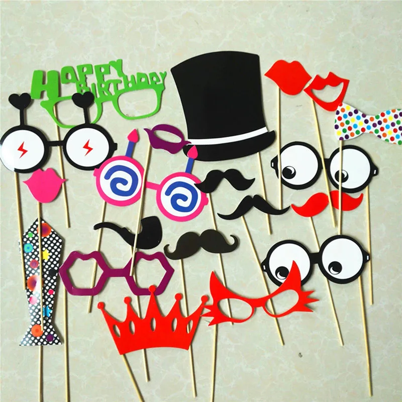Реквизит для фотосессии шарики ко дню рождения 1 комплект в шляпе и очках вечерние принадлежности для декора детские бумажные усы для мальчиков и девочек