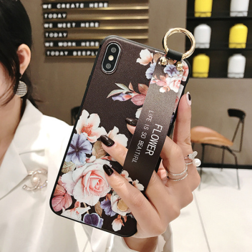 flowers Wirst Strap Soft TPU Case For iphone 7 8 6S plus Case For iphone 12 Mini 11 13 Pro X XS MAX XR  phone Holder Case