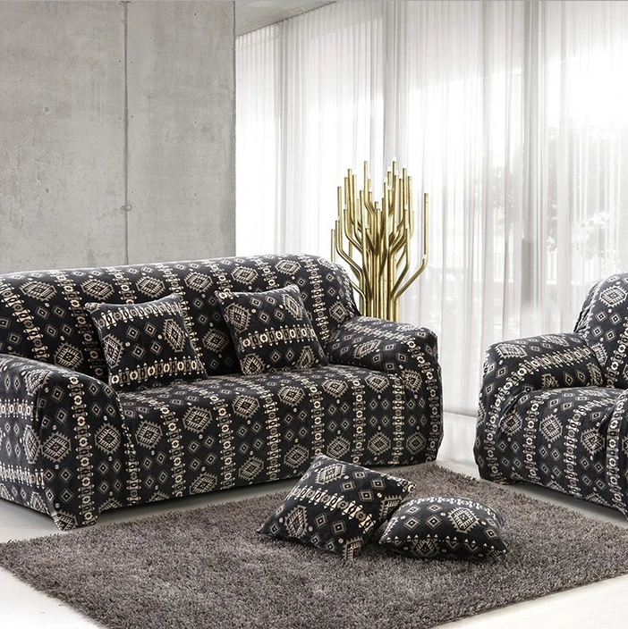 Warm in winter stretch plush sofa cover European style fashion printing