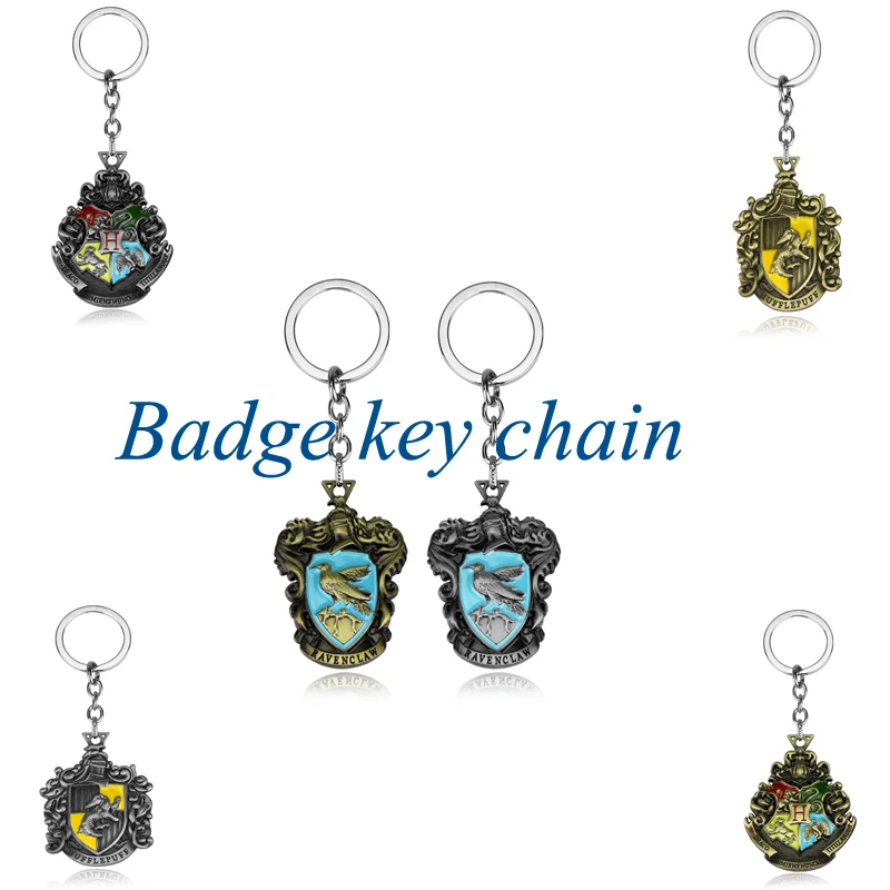 

Hot Movie Vintage Enamel keychain Gryffindor Ravenclaw,Hufflepuff,Slytherin Badges Keyring Jewelry Movie Key Holder Souvenir