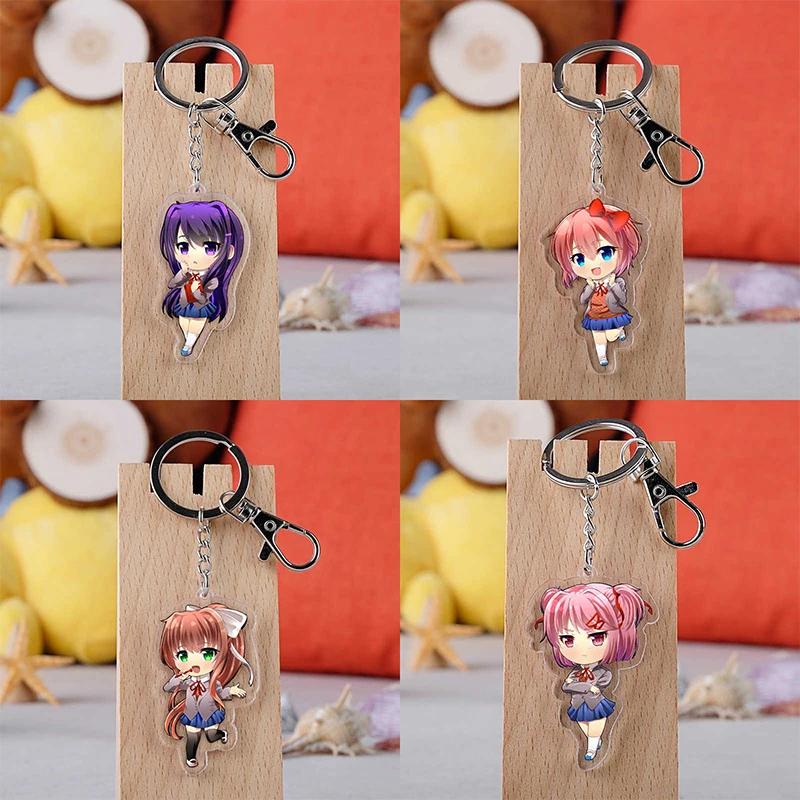 Игра Doki Литературный клуб косплей реквизит Sayori Yuri Natsuki Monika брелок аксессуары акриловое кольцо для ключей