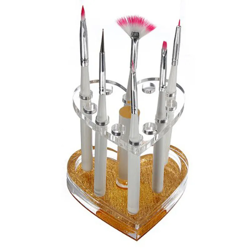 Nail Art 12 Holes Penholder Acrylic Gel Nail Brush Pen Holder Heart