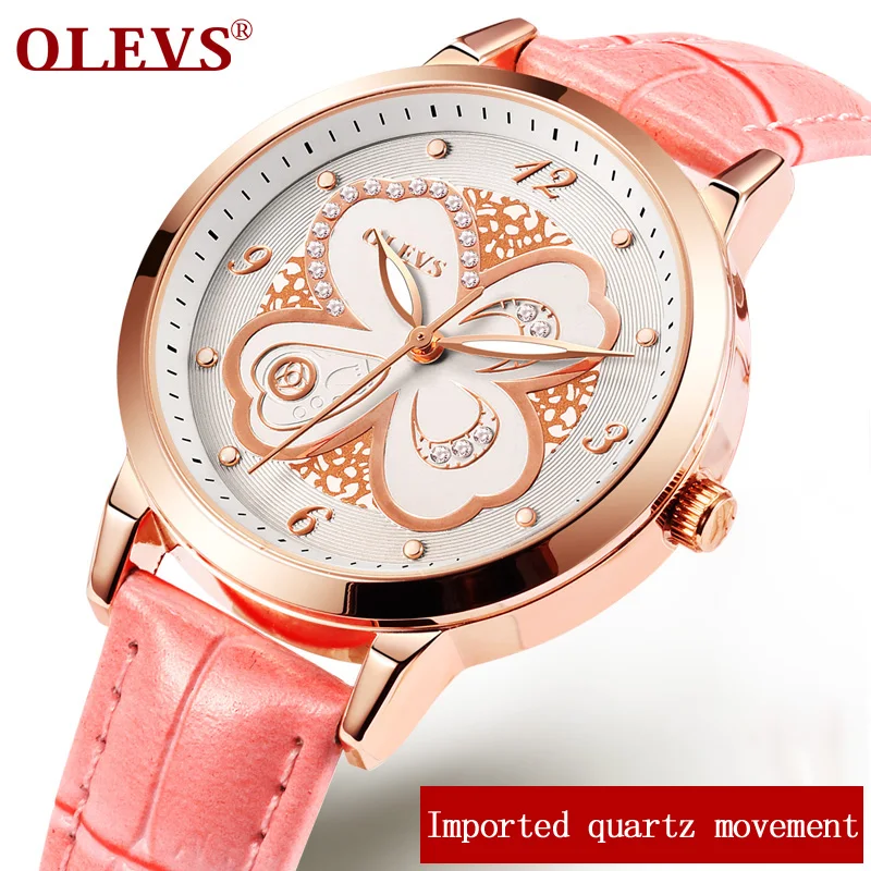 OLEVS Top brand luxury lady watches women wristwatches girl Waterproof Quartz watch relogio feminino Leather Band women watches