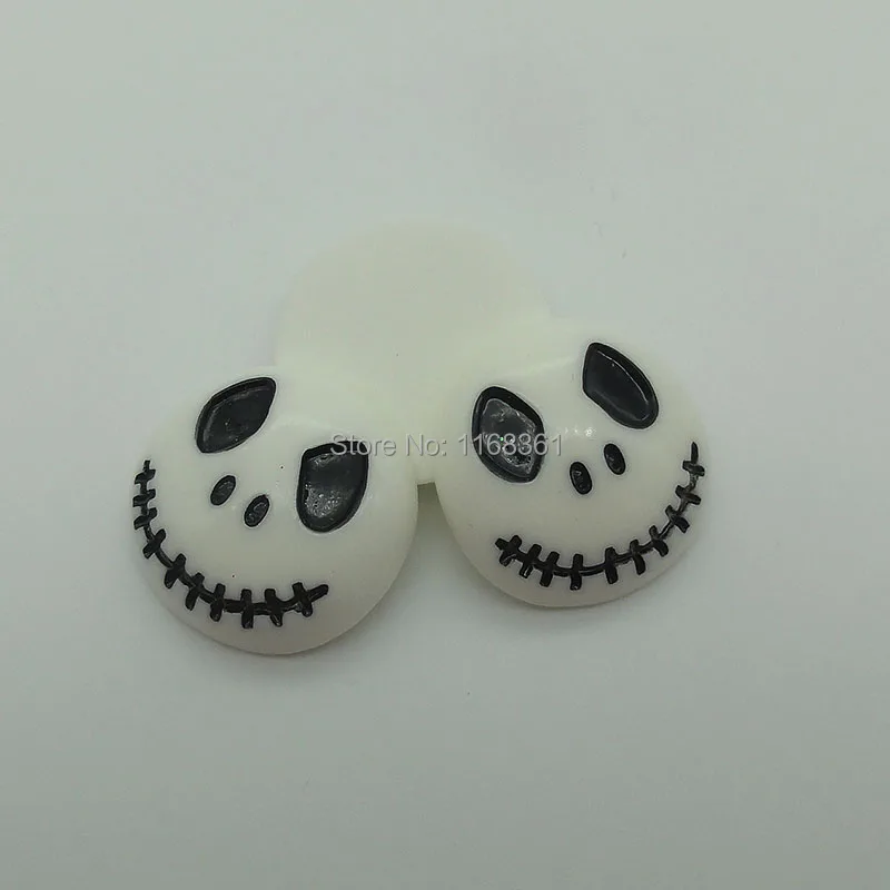 1pcs/lot resin flat back Halloween Skull head 24mm Cabochons Scrapbooking Hair Bow Center DIY Christmas decration C103-9