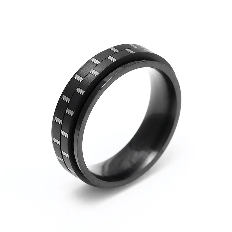 KNOCK 5 mm 316L Stainless Steel Wedding Band Ring Numerals Black Cool Punk Rings for Men Women Fashion Jewelry - Цвет основного камня: 0000085