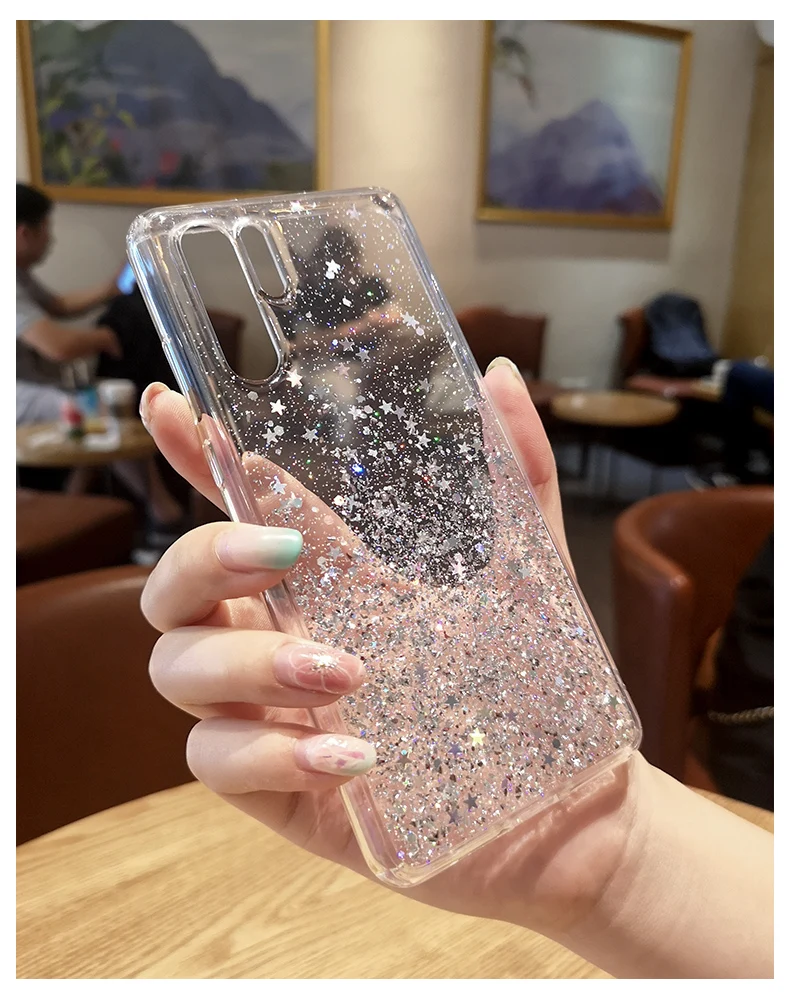 Bling Glitter Case for Huawei P20 Lite P30 Silicon Crystal Sequins Soft Cover for Huawei P30 Lite P20 Pro Transparent Phone Case