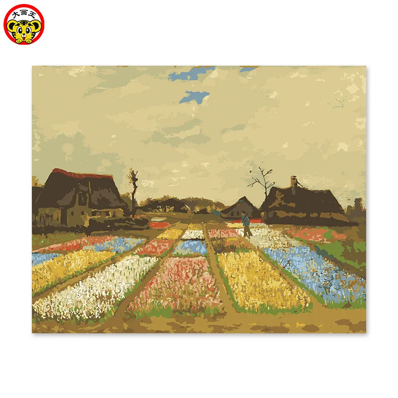 Цифровая живопись маслом сам ручной работы DIY украшения гостиная спальня живопись диван фоновая Живопись Ван Гог сад