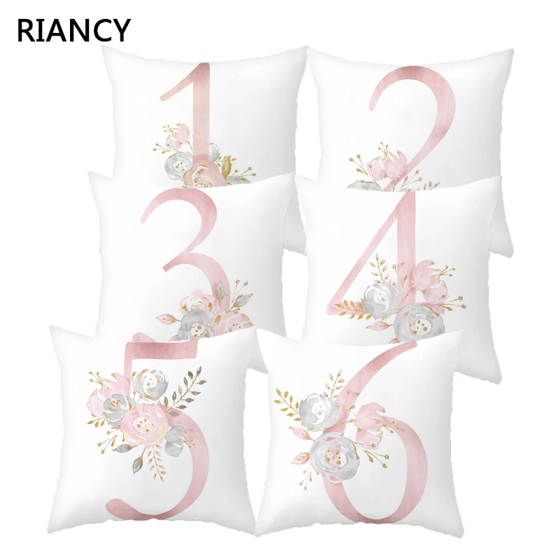 

Flower Number Decorative Cushion Cover Pillow Pillowcase Polyester 45*45 Throw Pillows Home Decor Pillowcover 40841