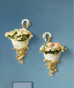 

simple European swan wall decoration vase creative living room TV background wall decoration pendant wall hanging vase