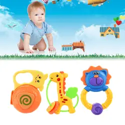 2017 Пластик нетоксичный ребенка погремушка Развивающие игрушки для малышей 3 шт. гуттаперчи игровой набор ручной Джингл встряхивания