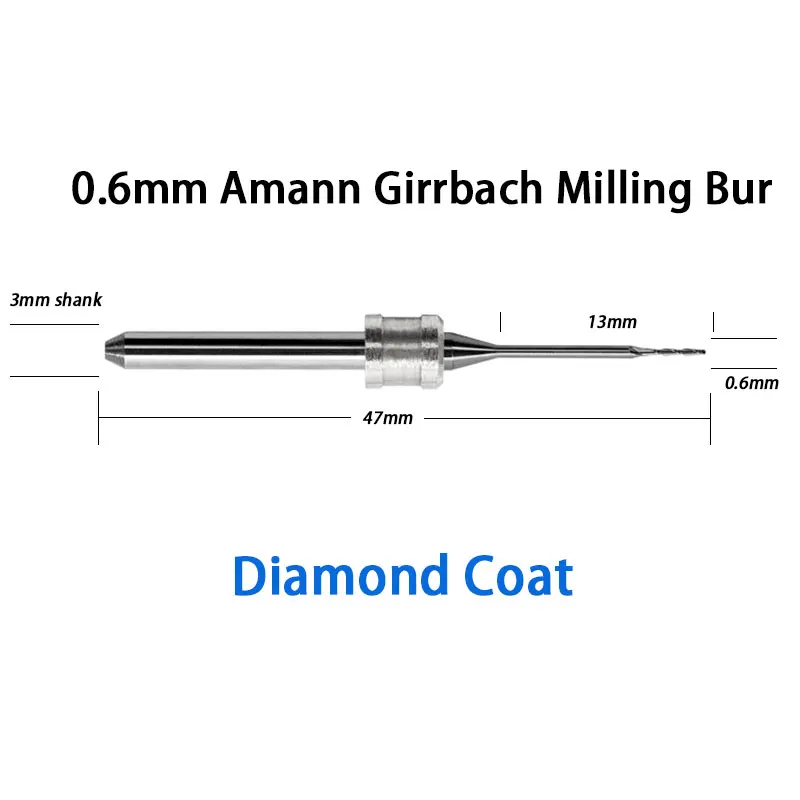 

0.6mm Milling Burs with Diamond Coat for Amann Girrbach Mill System
