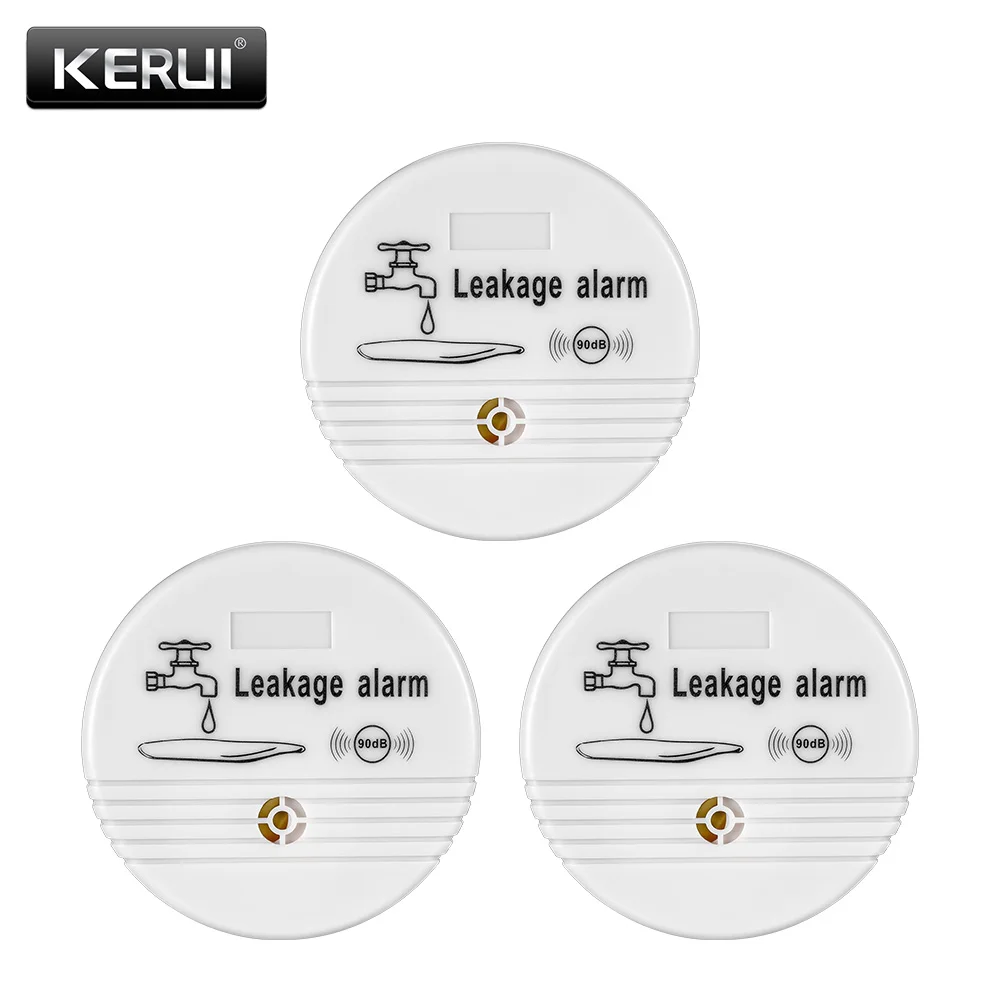 

KERUI 3pcs 90dB Volume Home Kitchen Toilet Floor Water leakage Detector Sensor Water Leak Security Alarm Work Independently