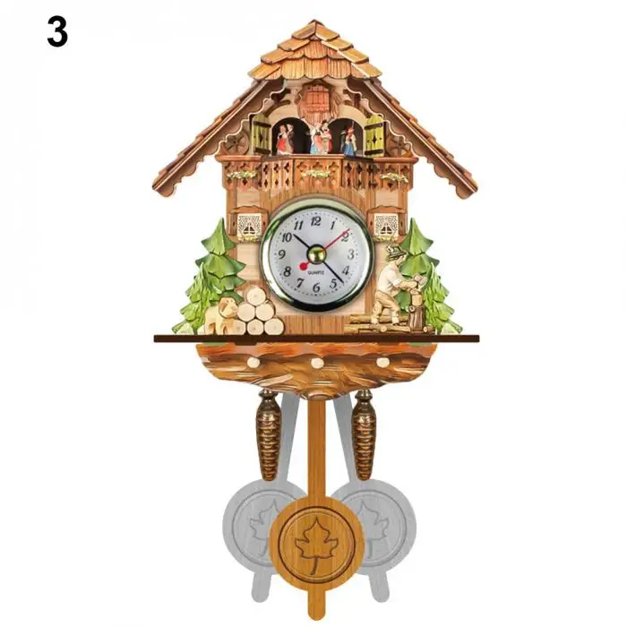1 шт. качества старинные деревянные настенные часы с кукушкой птица времени колокол качели будильник часы домашний художественный домашний декор DA