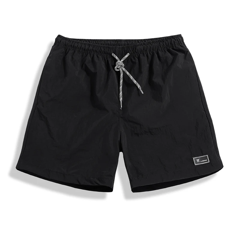 Летние Новые шорты, мужские пляжные шорты, мужские повседневные однотонные пляжные шорты, эластичные хип-хоп модные супер быстросохнущие пляжные шорты, M-5XL - Цвет: Black Shorts EM106