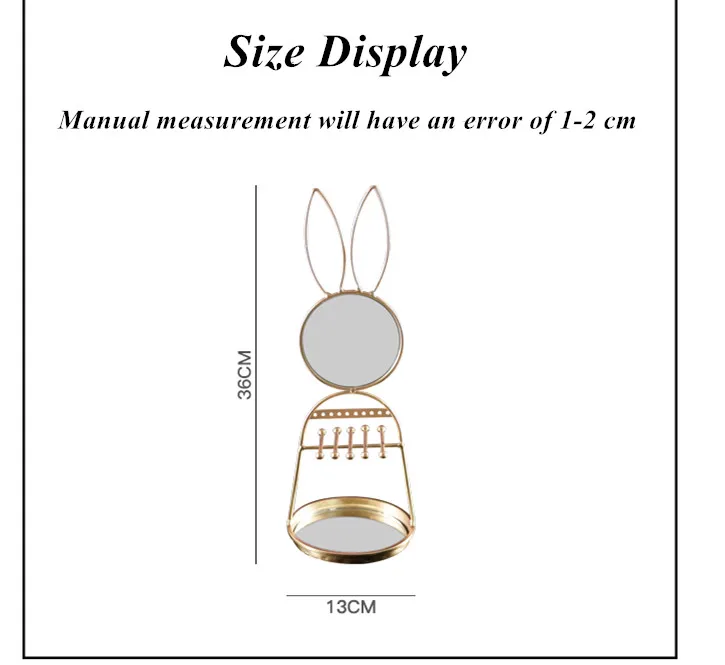 Ins, скандинавский стиль, настольная стойка для украшений с кроликом, зеркало для макияжа, ювелирные изделия, многоцелевой коллекционный стеллаж для хранения, держатель для хранения для девочек