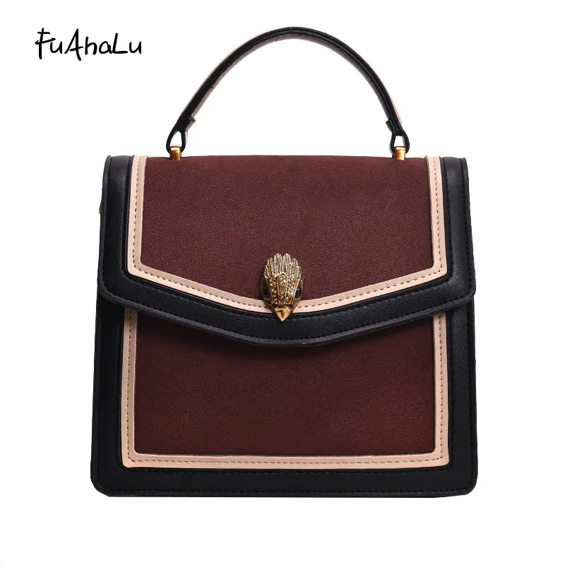 FuAhaLu Hong Kong style women's bag new tide matte stitching color