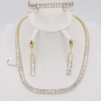 

Fashion zircon Jewelry 2019 Women Bridal Wedding Jewelry Sets High Quality Lock Necklace Earrings Bracelet Ring For Party