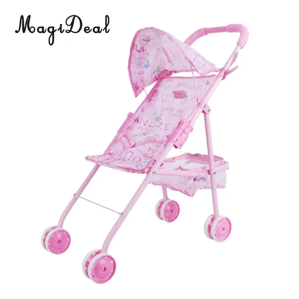 Folding Baby Stroller Toddler Carriage Simulation Furniture Toy for Reborn Doll MellChan Baby Dolls Kids Children Role Play