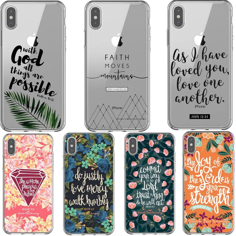 

Bible verse Philippians Jesus Christ Christian Pattern Phone Case For iPhone XS XR XS MAX 5 5S SE 6 6SPlus 7 8 Plus X TPU Cover
